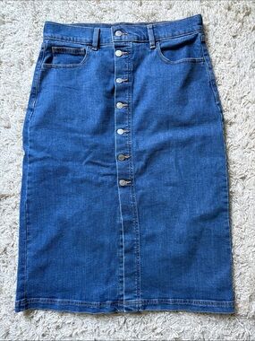 Banana Republic Button-Front Denim Midi Skirt